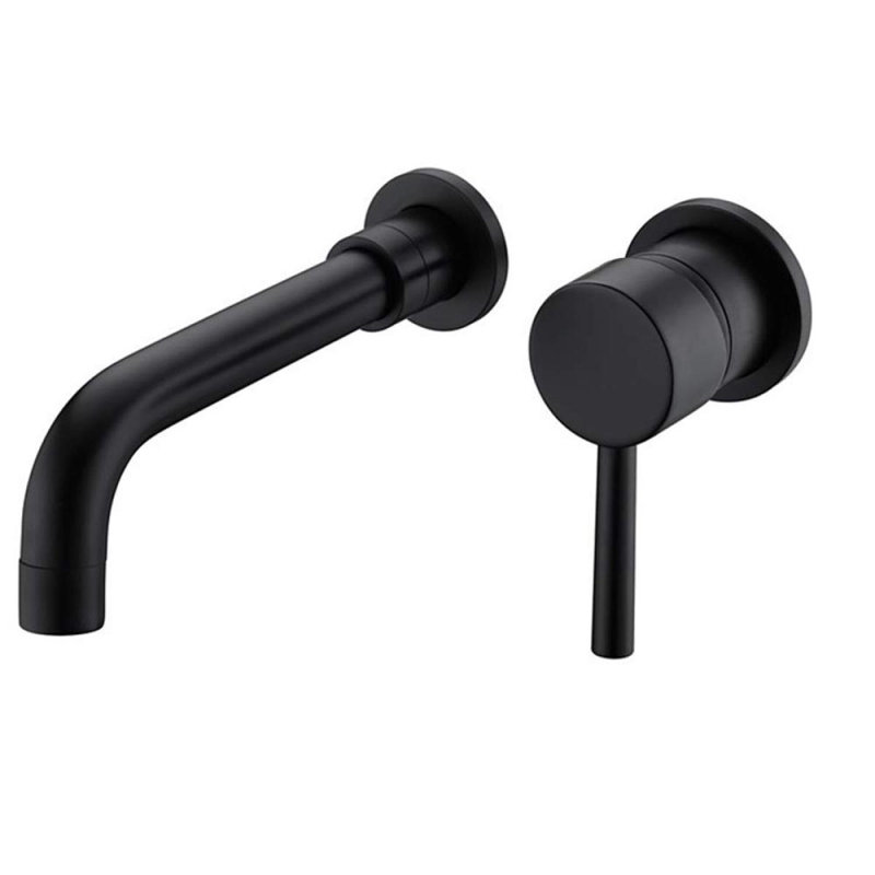 Wall Mount Single Handle Bathroom Faucet Matte Black, Matte Black