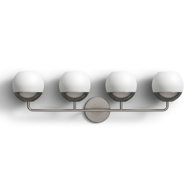 Avoca 4 Light Frosted Dimmable Vanity Light, Brushed Nickel