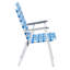 2 pièces Tube en acier PP à sangles 120Kg Chaise de plage pliante bande bleue et blanche