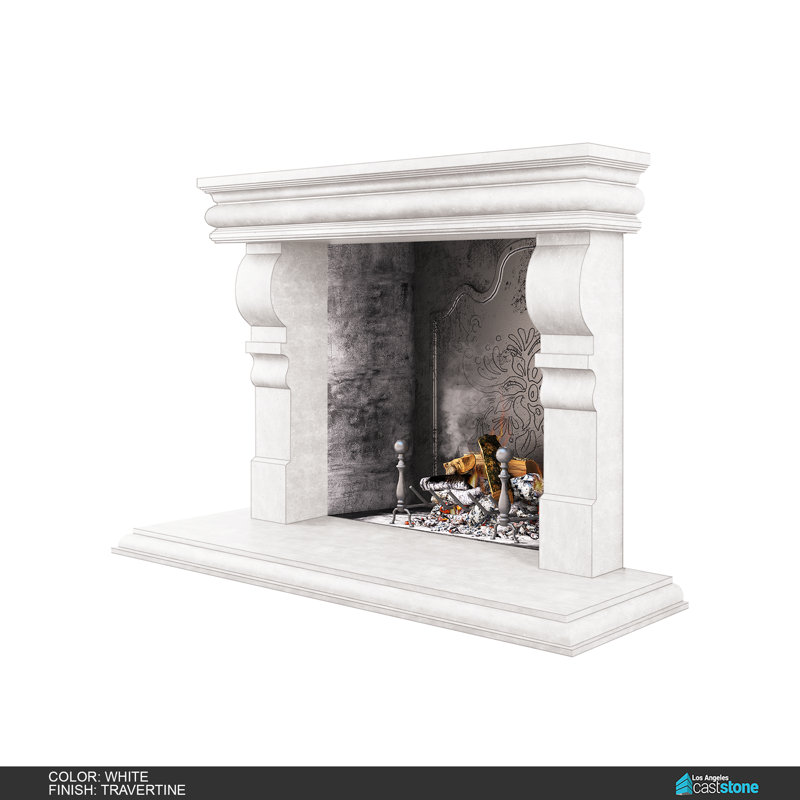Hamilton Fireplace Surround, Travertine/White