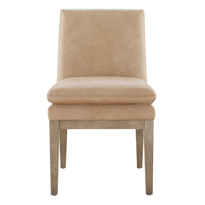 Bethea Leather Upholstered Dining Chair, Copley Brown Performance