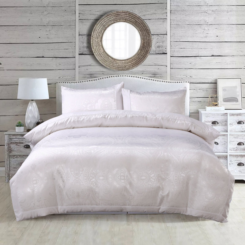 Sheilds White Jacquard 180 TC Duvet Cover Set