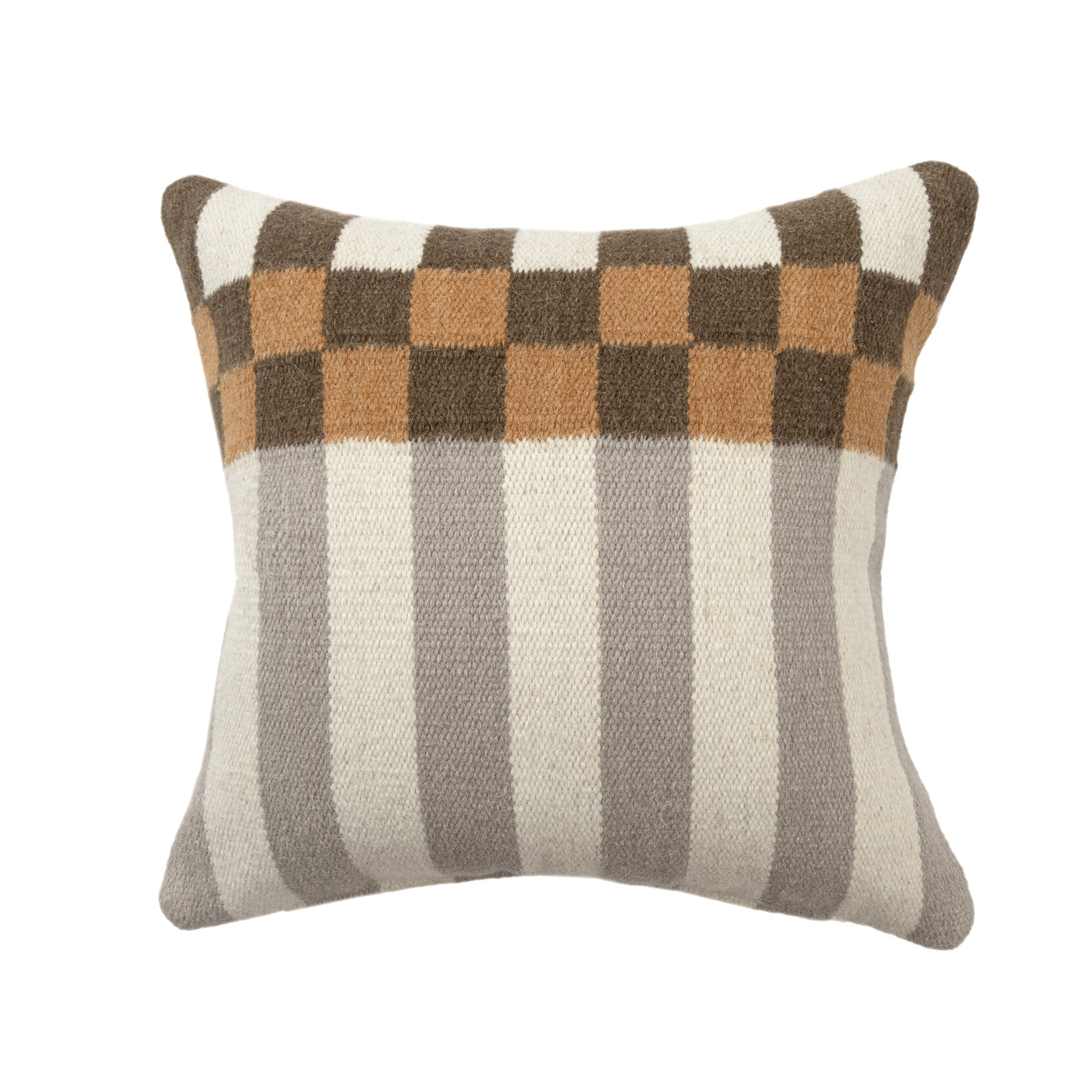 Atelier Contemporary Geometric Hand-Woven Throw Pillow, Square 24"H x 24"W, Multi, Feather