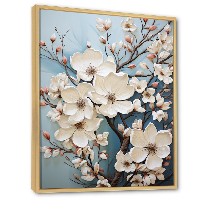 Dogwood Field Pointillism Collage V - impression, Cadre naturel flottant, H 20 po x l 12 po x P 1 po