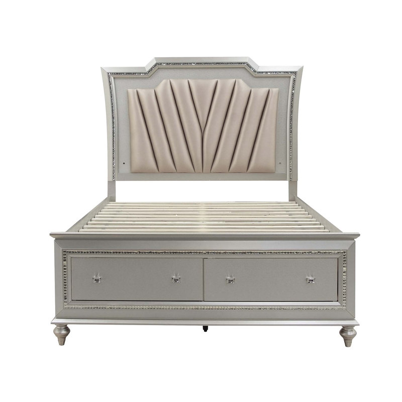 Charmant lit de rangement contemporain avec tête de lit élégante pour nuits de rêve