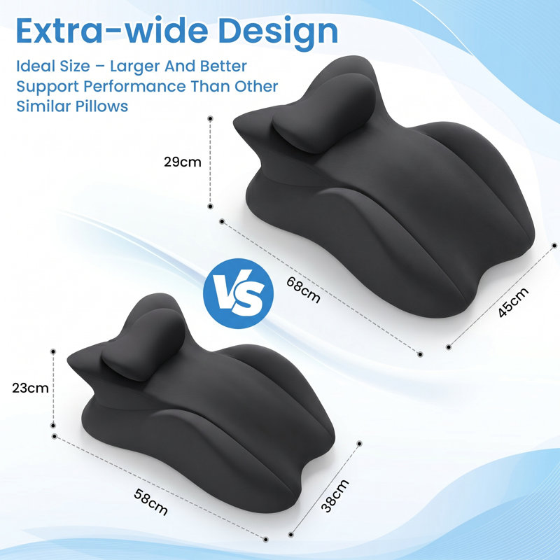 Extra Large Memory Foam Ergonomic Bed Reading Pillow, Multi‑Position Support for Prone Sleeping, Lumbar & Leg Support Pillow with Removable Washable Cover