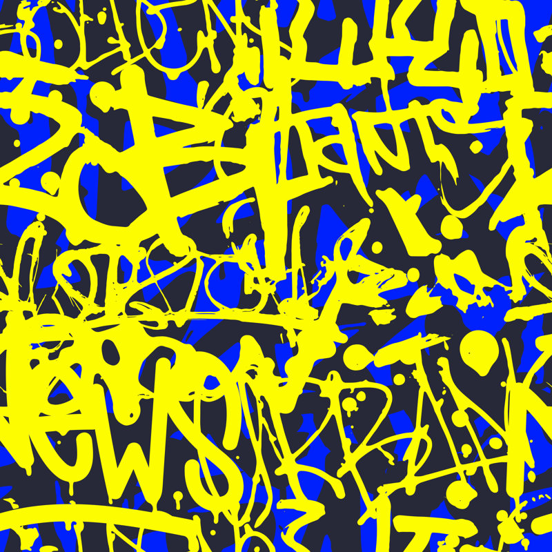 Motif sans soudure de graffiti Elfride, H 12 po x l 12 po x P 1,25 po
