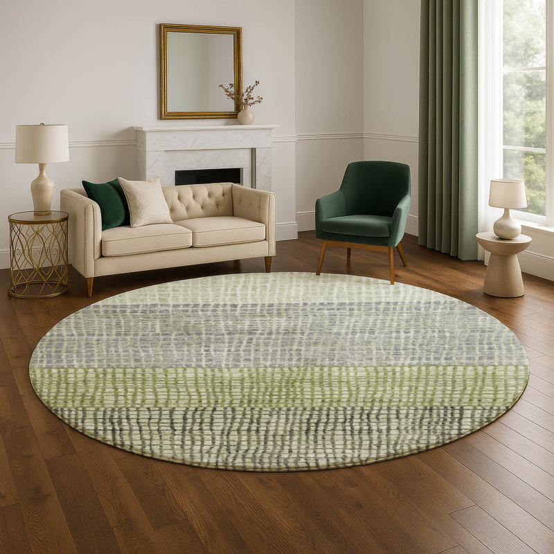 Premium Machine Washable Monnier AMF1831 Geometric Rug, Round 8'