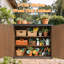 Low Outdoor Storage Shed - 50.4"L X 26.8"W X 41"H, Backyard Tool Cabinet With Metal Frame, Brown