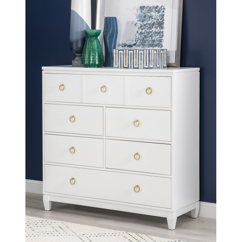 Summerland 7 Drawer Solid Wood Dresser, White