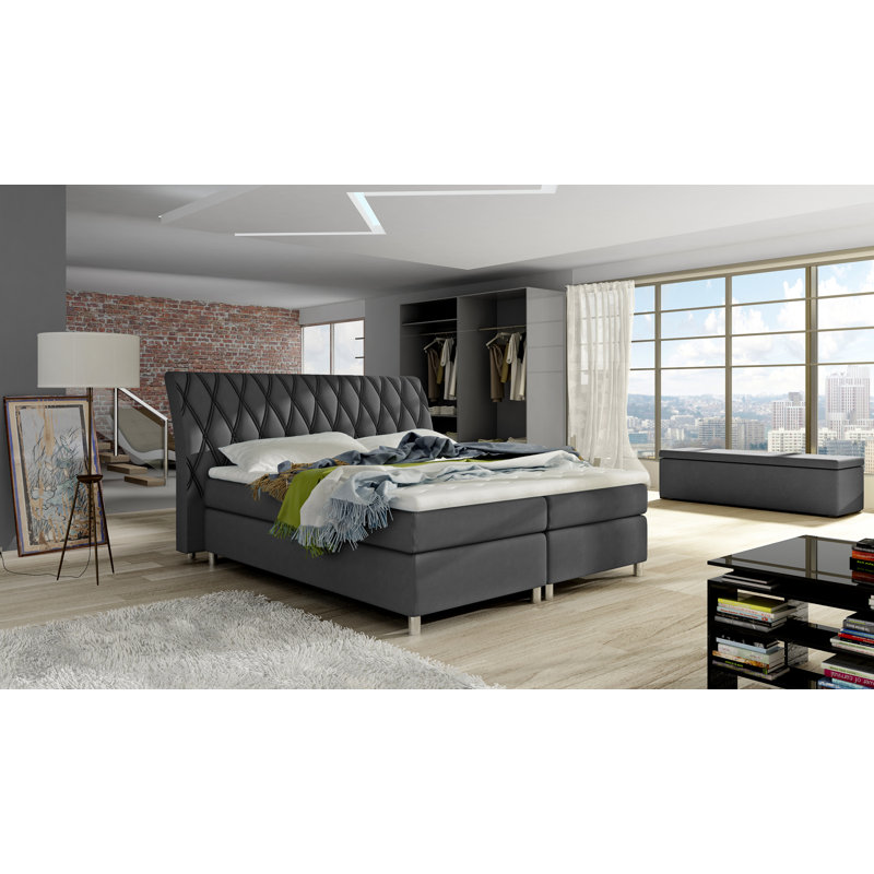 Ayati Upholstered Bed with Mattress, 183 x 203cm