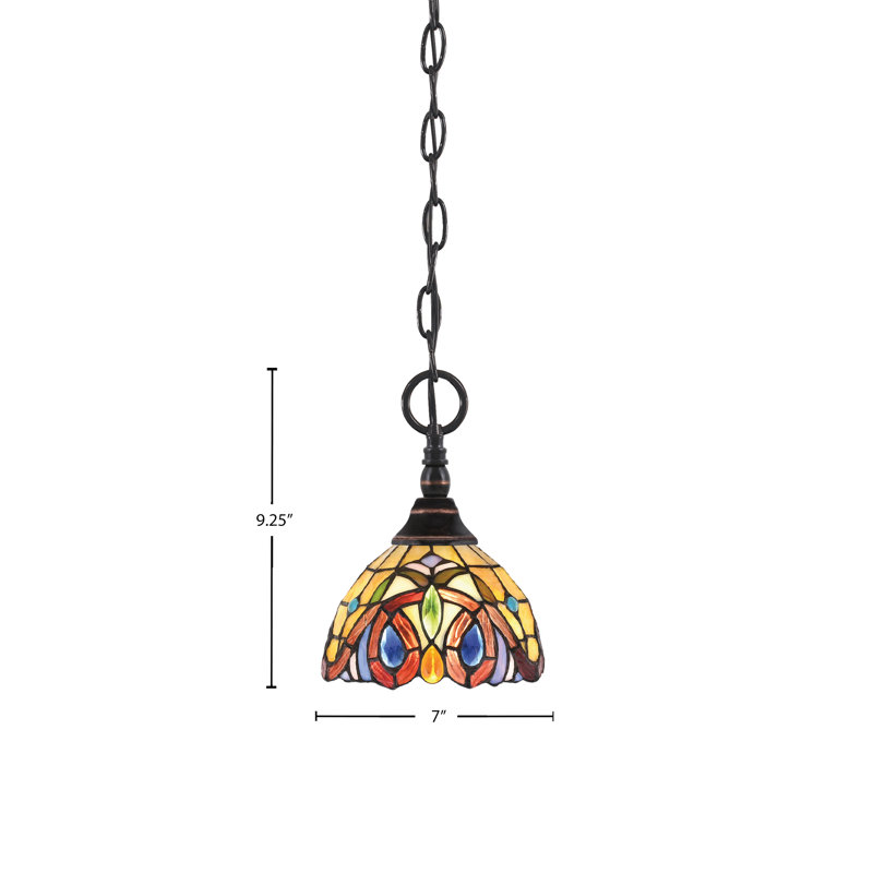 Mini-luminaire suspendu en chaîne avec verre, Cuivre / noir