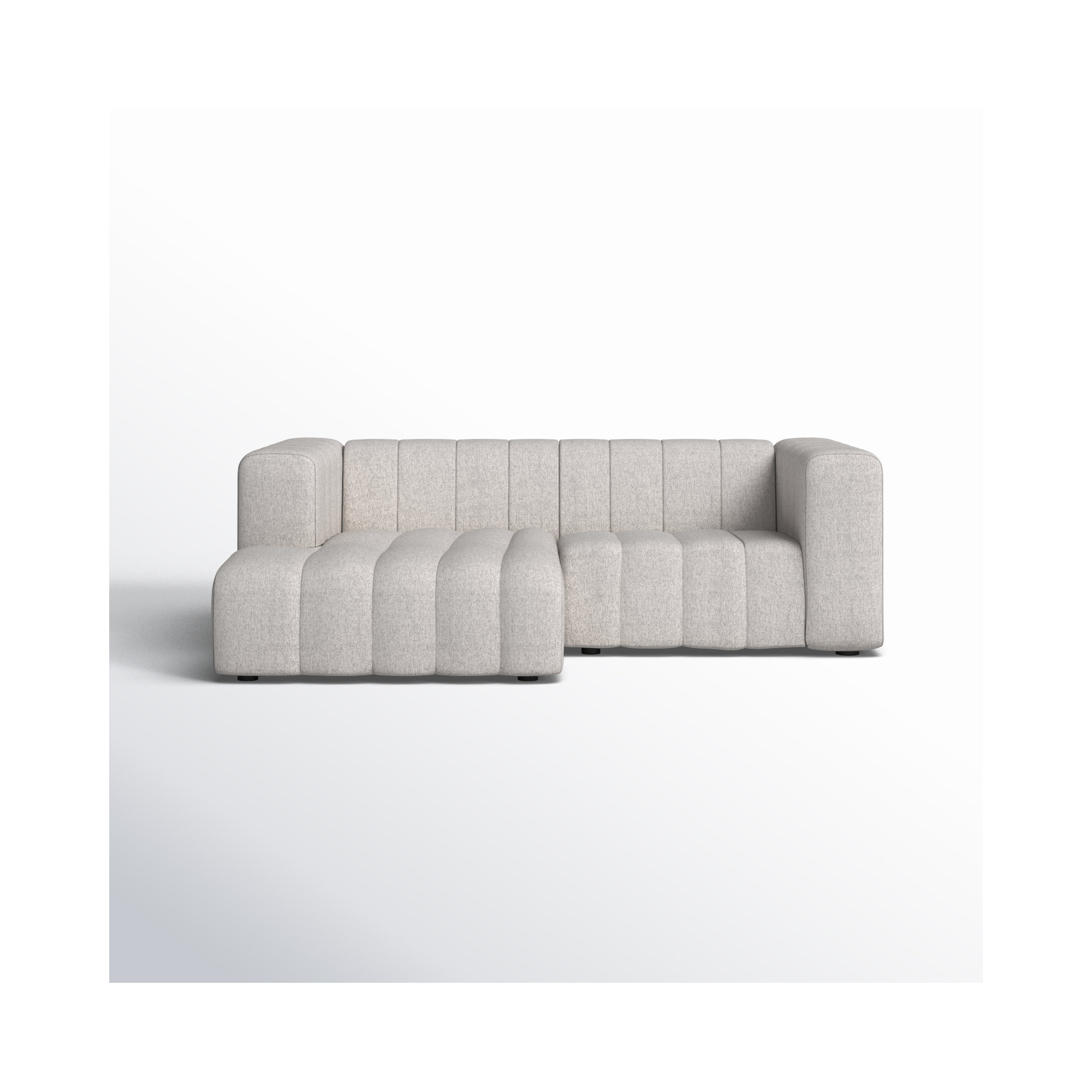 Bowry 88" Wide Sofa & Chaise, Gray Polyester, Left Hand Facing