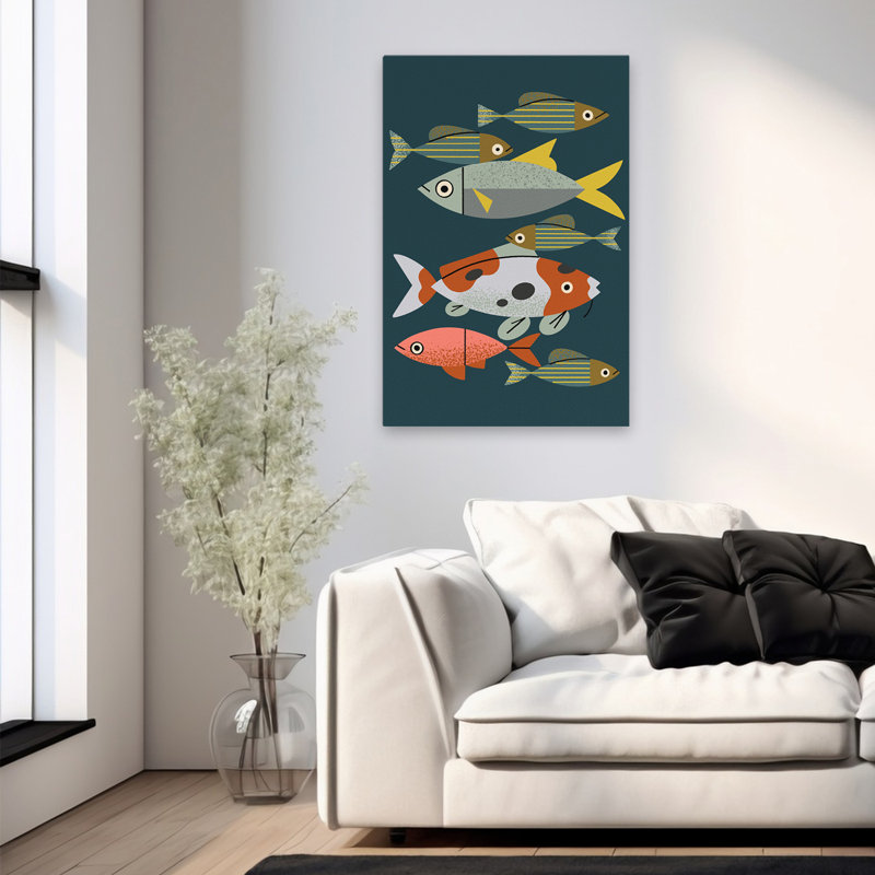 Pond Fishes - Animals Wildlife Fish Patterns Art, 36" H x 24" W