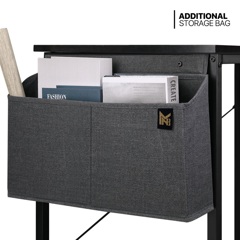 Computer Desk & Chair Set, Mid Back Mesh Chair And Laptop Table With Storage Bag For Home Office, 29.5" H x 19.5" W x 39.5" D