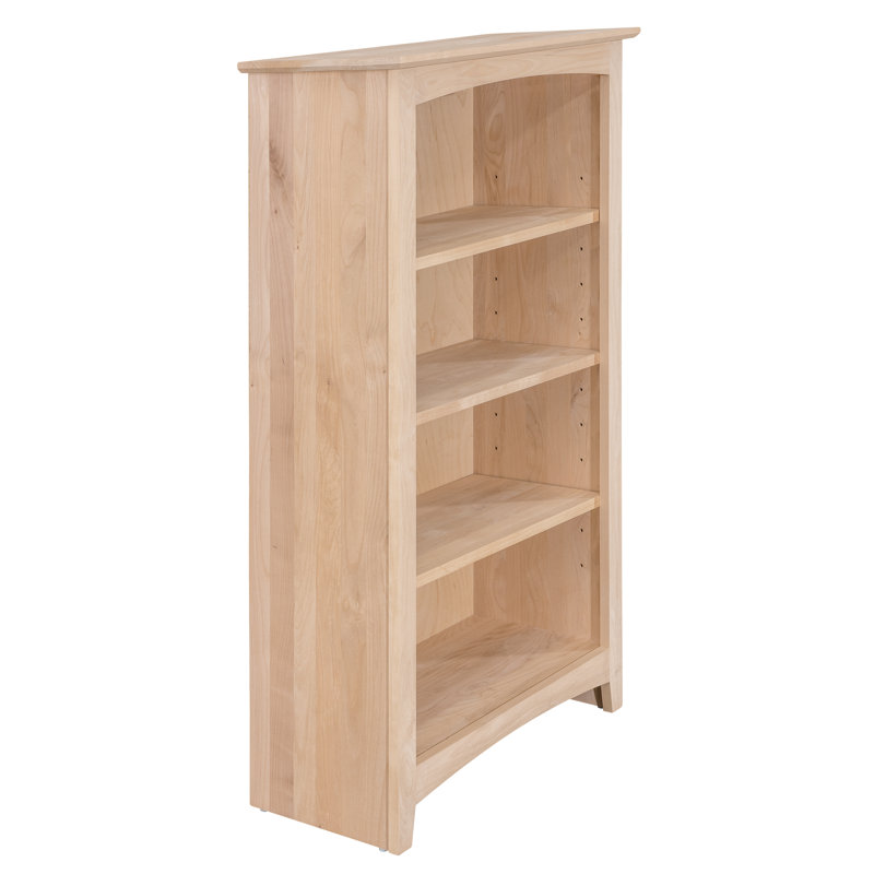 Malani 36" H Solid Wood Classic Bookcase, Unfinished, (4 Shelves) 48"H x 25.75"W x 12.875"D