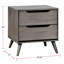 Table de chevet de style Mid-Century moderne en bois massif gris avec 2 tiroirs Mystique