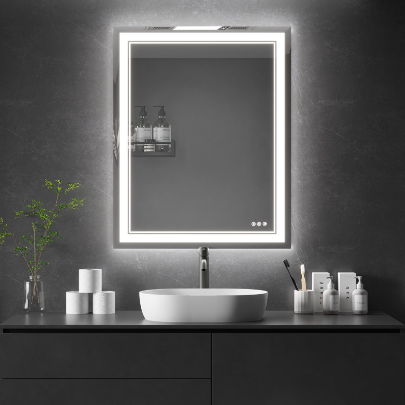 LED Anti-Fog Bathroom Mirror with 3 Colors Dimmable Touch Switch Control & Memory Function , 32" x 40"