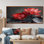 Rouge, gris, rétro, glamour, lotus photo III - lotus, art mural, salon