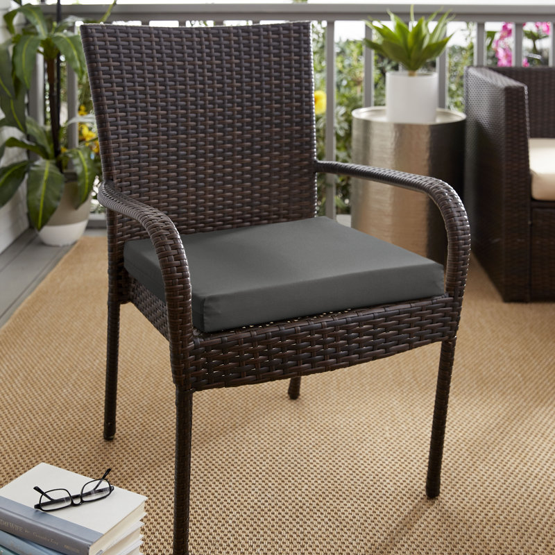 Outdoor 2.5'' Dining Chair Seat Cushion, Fresco Charcoal, 20" W x 20" D
