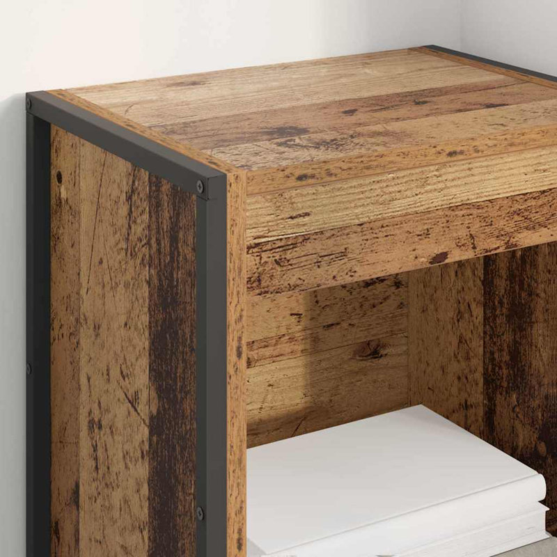 Steel Book Cabinet Bookcase, Old Wood, (2 Shelves) 86.5cm. H x 40cm. W x 30cm. D