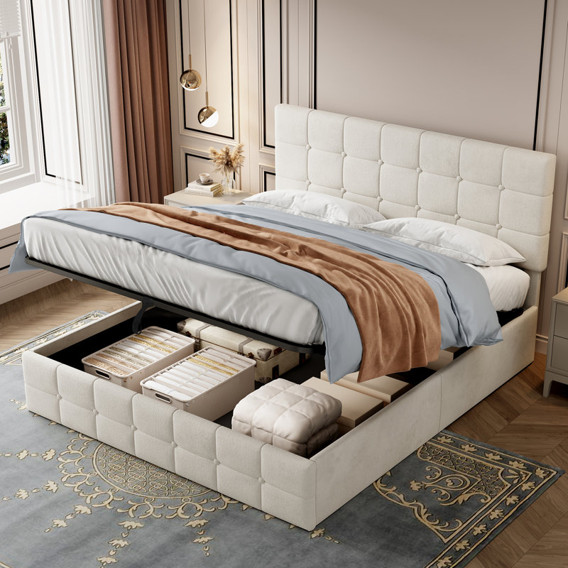 Ottoman Storage Bed, Beige