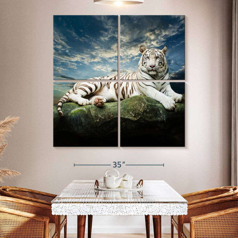 Brampt Lounging White Tiger, 50'' H x 50'' W