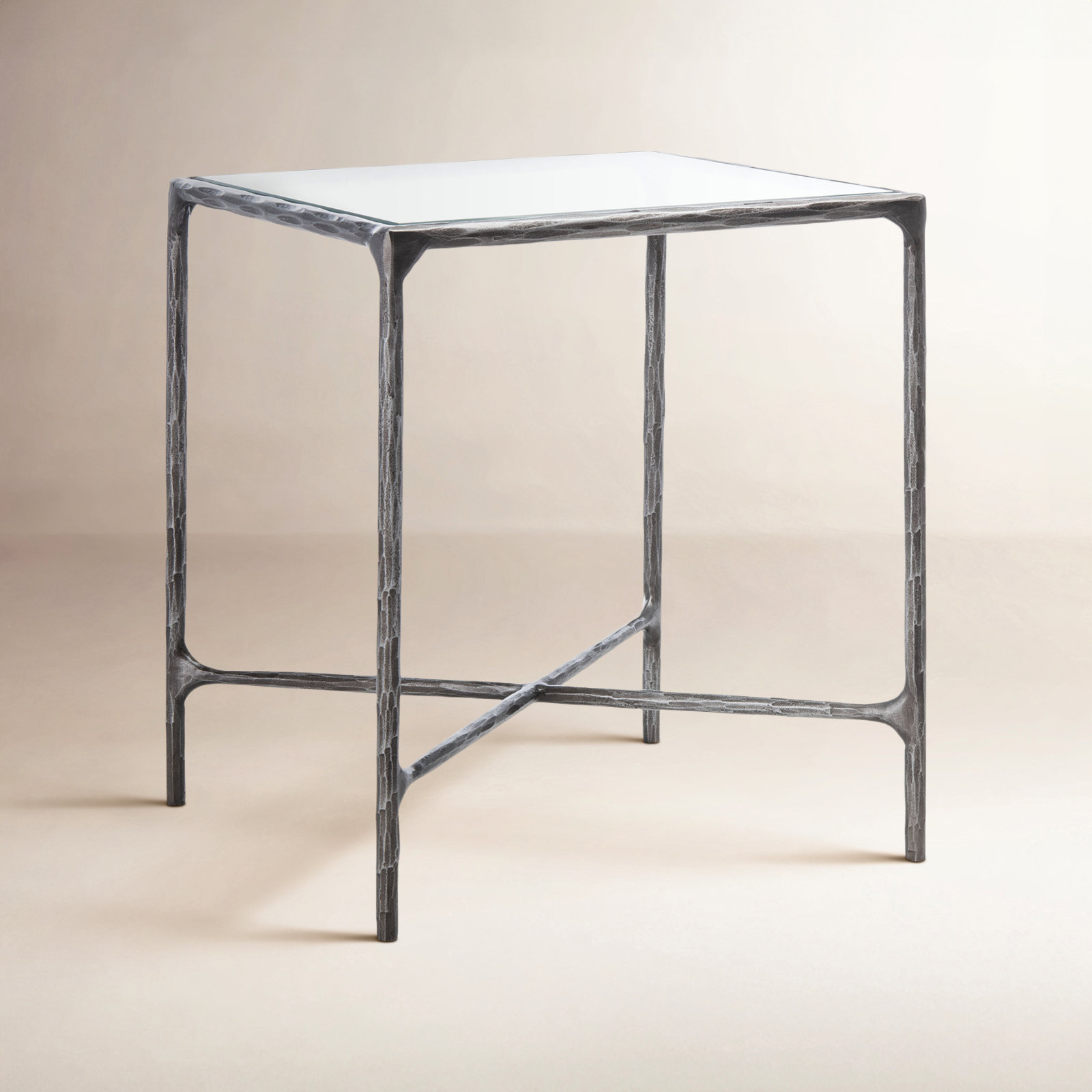 Evelynn 18" End Table, Silver, Clear