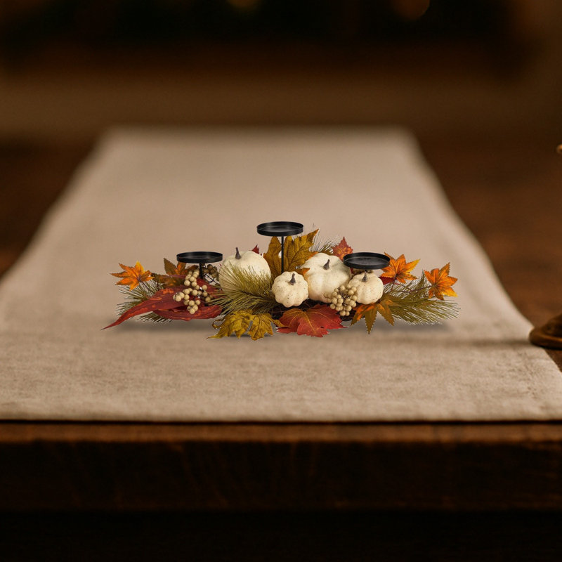 Candélabre d'automne citrouille et feuille d'érable