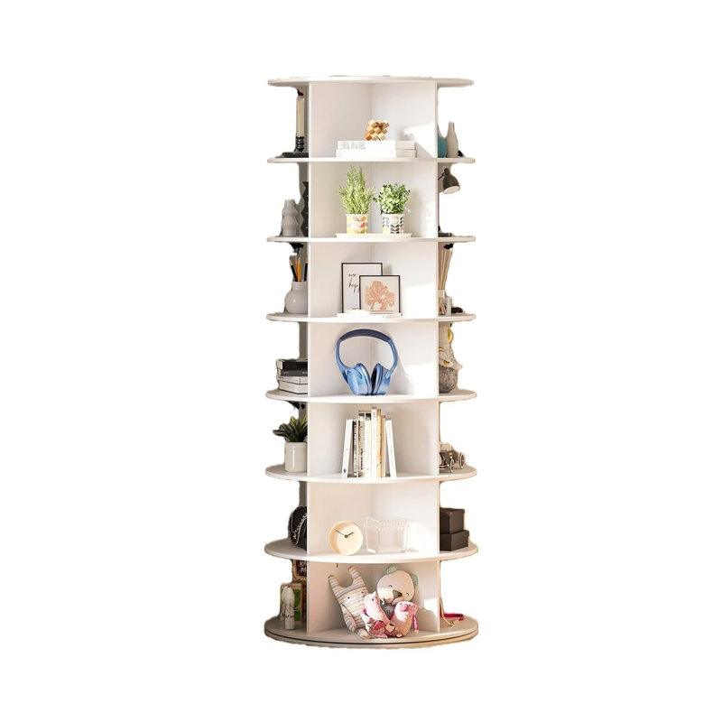 7 Tier Rotating Shoe Rack  White  - Maximize Space With 360 Degree Revolving Design White For Management