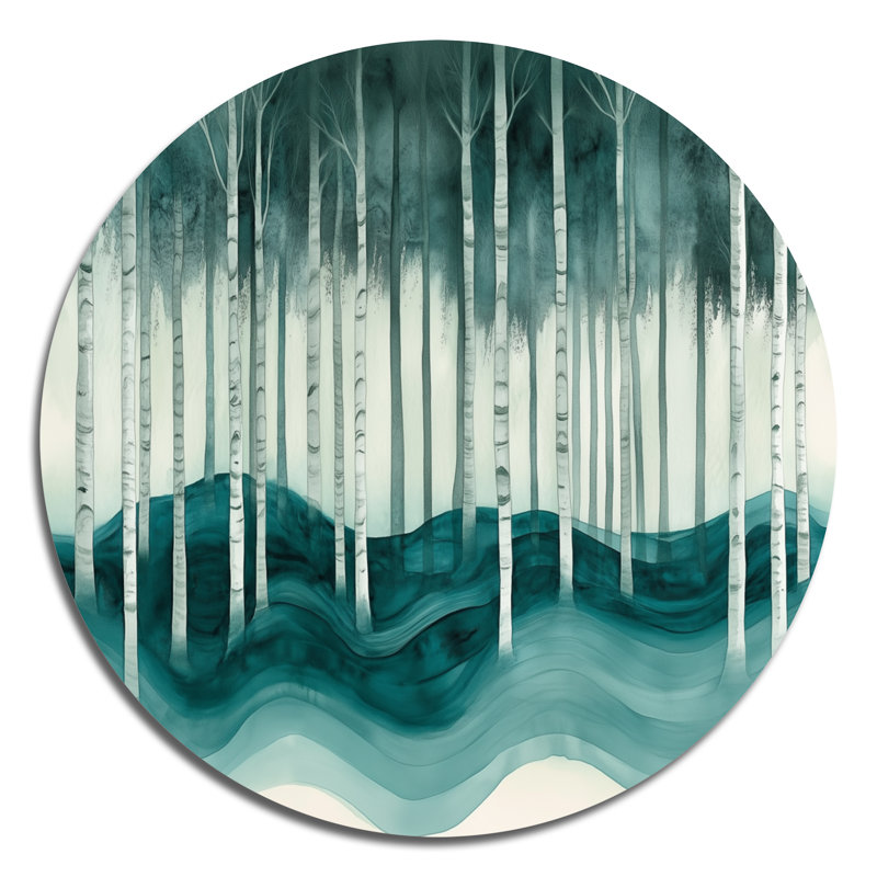 Isabeli - Paysages, art mural rond en métal, L 16 po x H 16 po