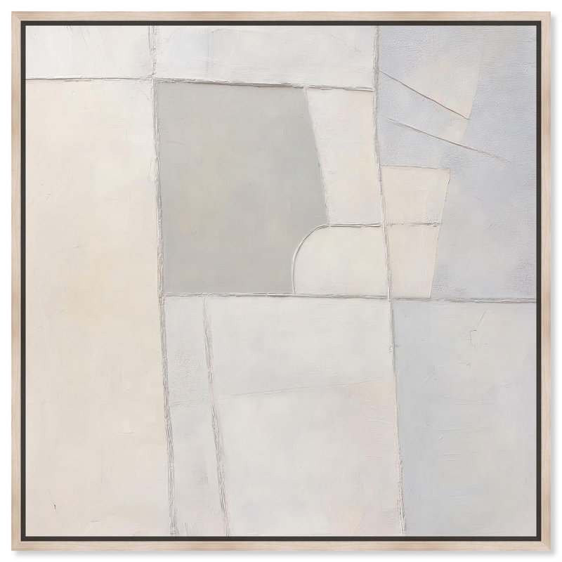 Oliver Gal Misty White II Abstract - Hand-Laid Leaf Framed Canvas Art, 25" H x 25" W, Cream