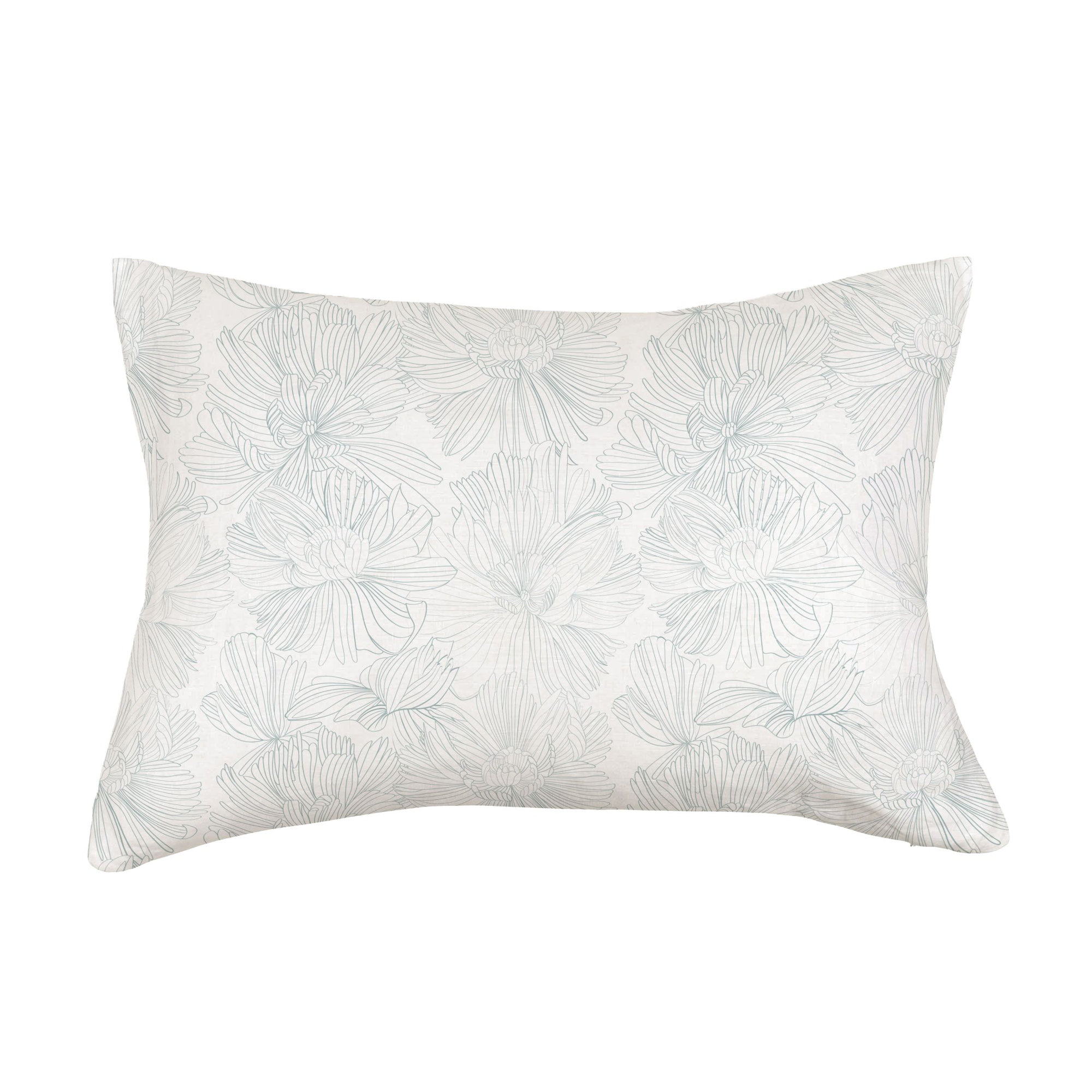 100% French Linen Pillowcase Set, Cream/Wave Floral, King Pillowcase