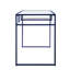 Bureau contemporain bleu avec tablette porte-accessoires.