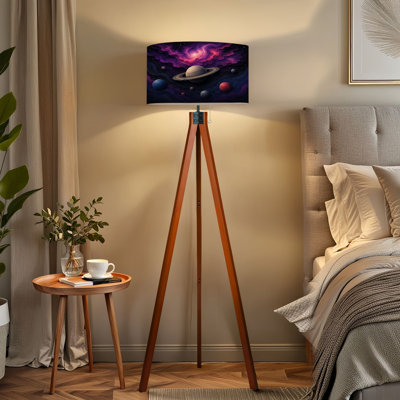  Lampe sur pied à trépied surélevée Saturn Planets Vibrant Cosmic Nebula Landscape