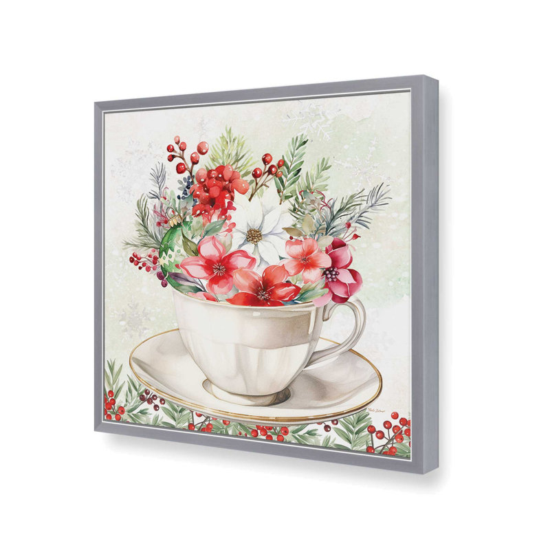 Reproduction d'art «Christmas Christmas Cup» par Nicole DeCamp, L 20 po x H 20 po, Argent, Impression encadrée