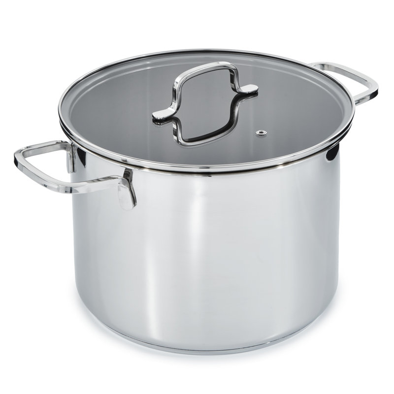 Casserole de 10,25 po en acier inoxydable 18/10 recyclé BergHOFF DiNA Helix, couvercle en verre