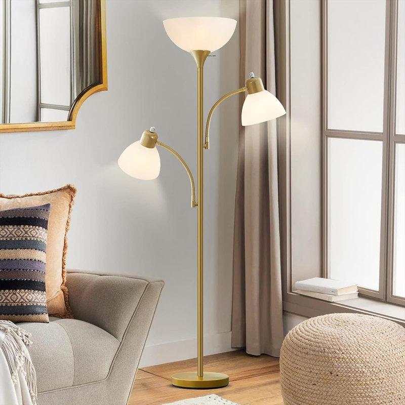 Mapleview 72'' Black Tree Floor Lamp, White, Gold