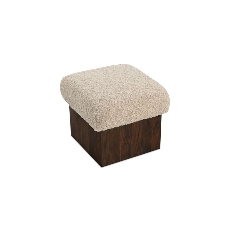 Serge Ottoman Brown Faux Fur, White