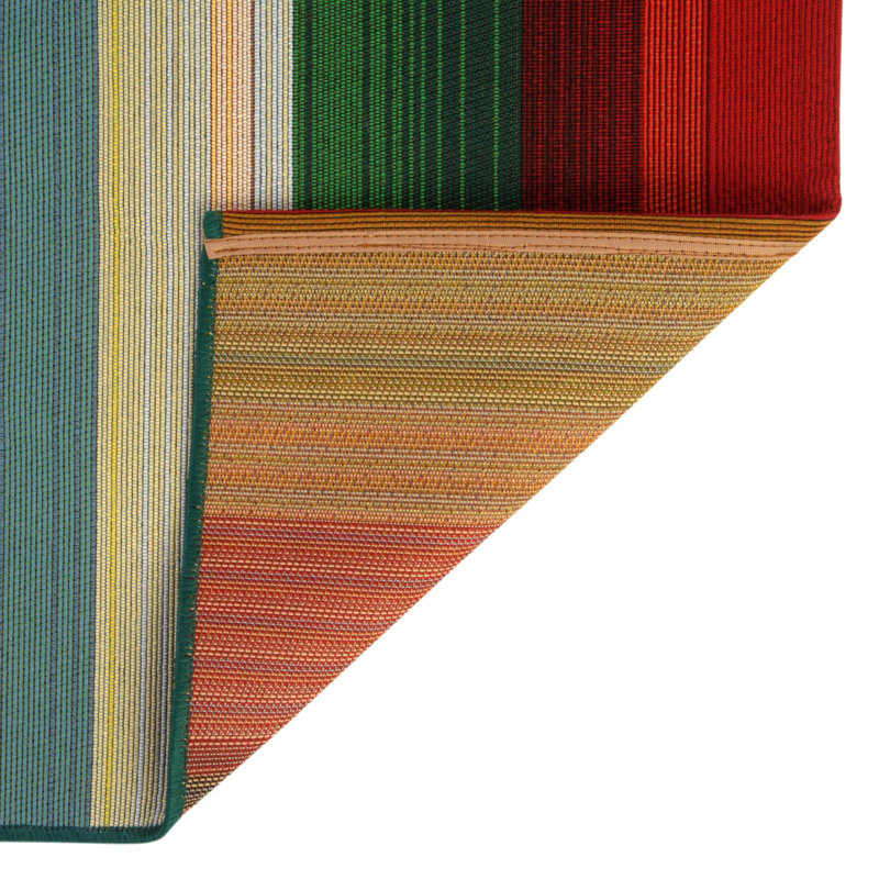 Tapis intérieur / extérieur à rayures Meliton - rouge / vert / bleu / orange, Tapis de couloir 2 pi x 6 pi