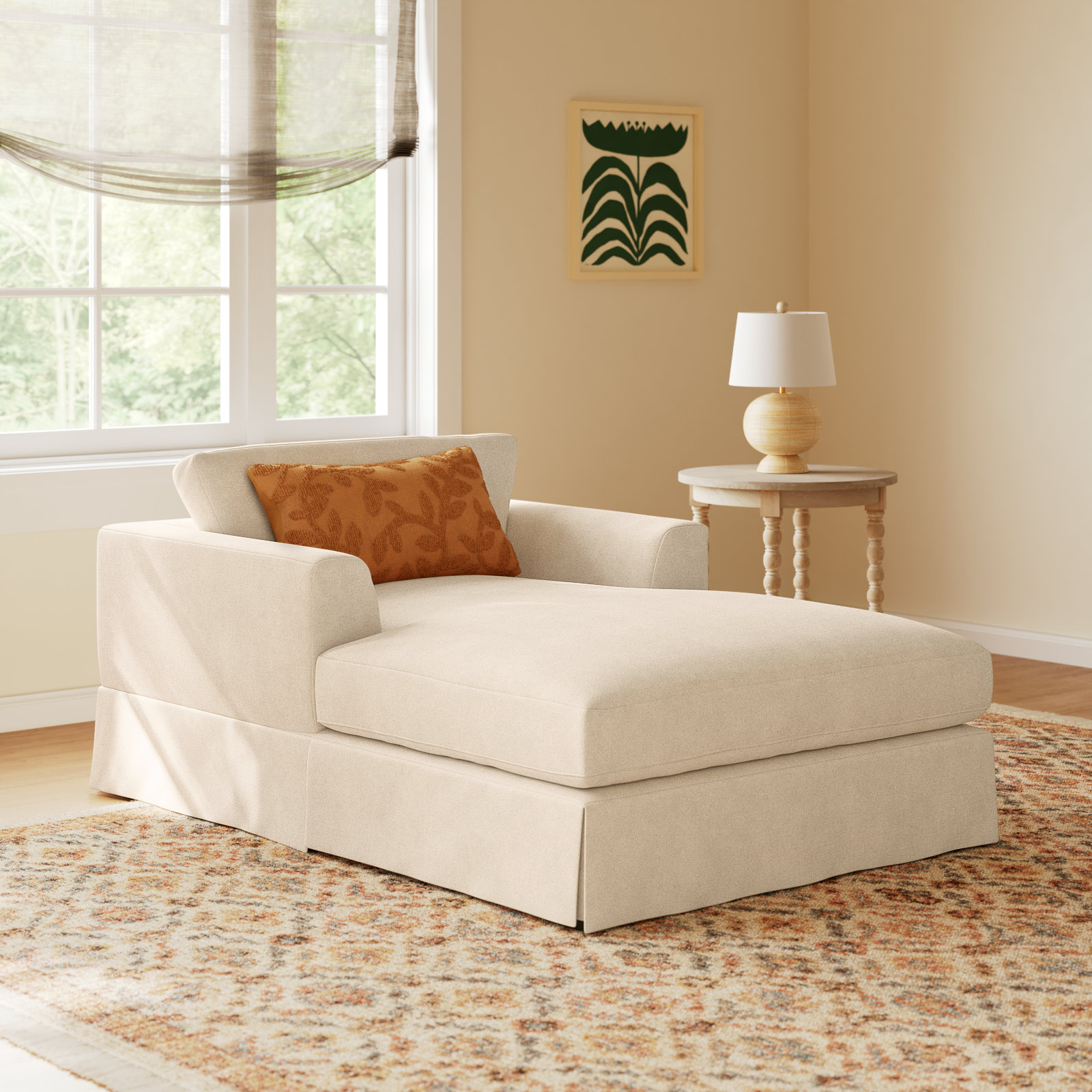 Lucia Upholstered Chaise Lounge, Bayou Natural Canvas