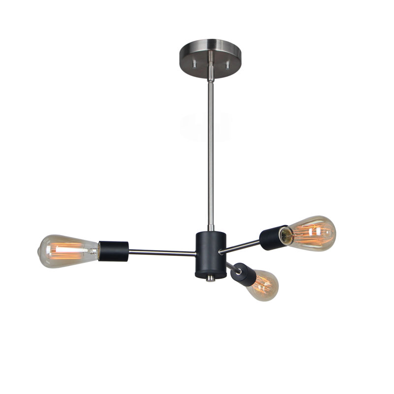Clopton 3 - Light Sputnik Sphere Chandelier, Satin Nickel / Matt Black, ST64