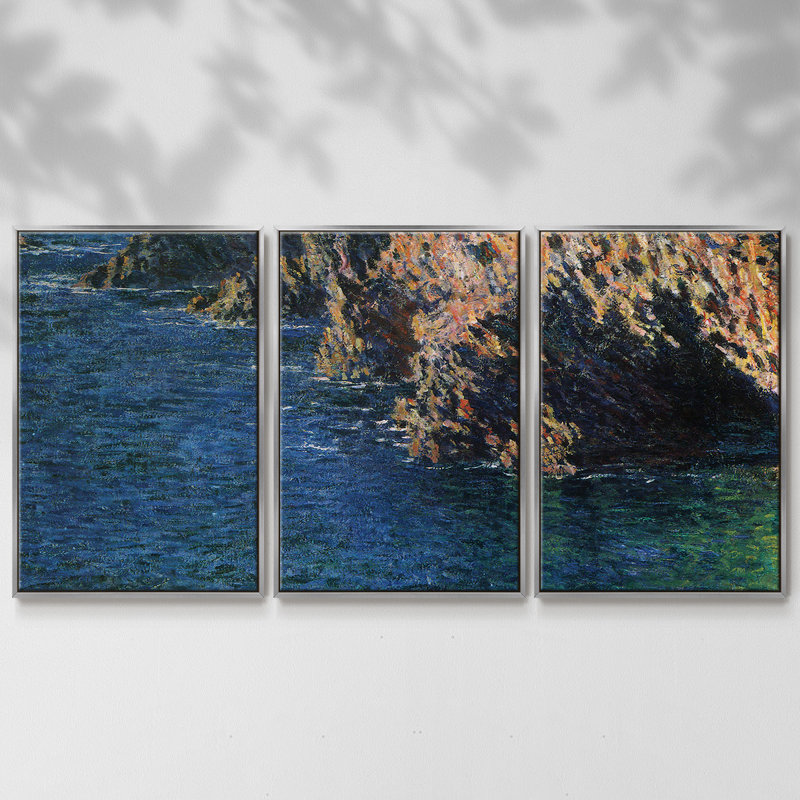Port, reproduction sur toile 3 pièces, Argent, H 40 po x l 78 po x P 2 po