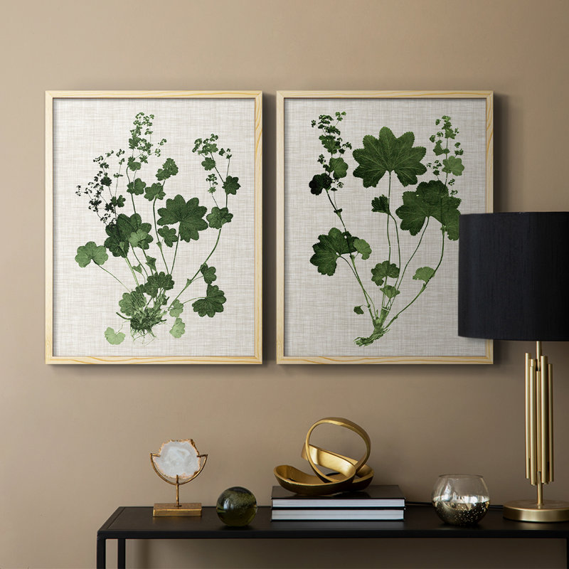 «Forest Foliage on Linen III», reproduction encadrée de qualité supérieure - prête à être accrochée - aucun clou requis - aucun clou requis