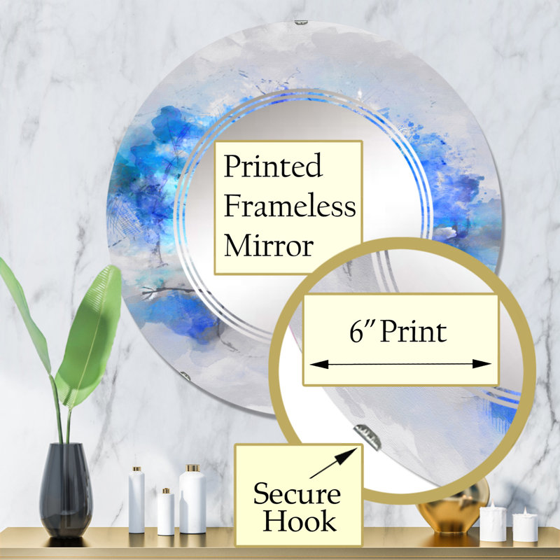 Bonhomme de neige dans une forêt d'hiver bleue - Miroir mural pour enfants, 32 po x 32 po
