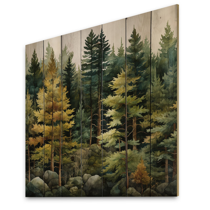 Leonville, pin symphonie I, impression sur bois naturel, H 25 po x l 25 po x P 0,78 po