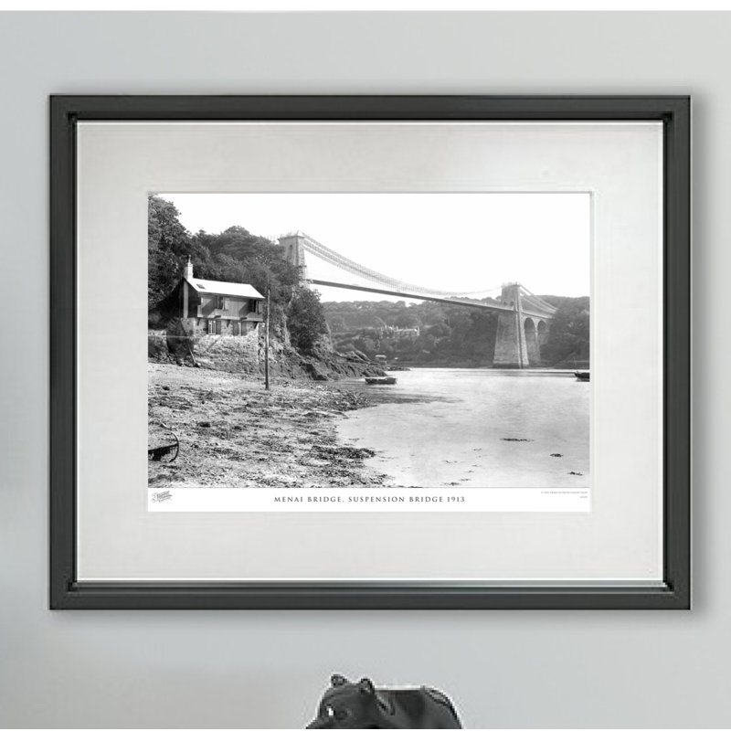 Menai Bridge, Suspension Bridge 1913 by Francis Frith - Single Picture Frame Print, 45cm H x 60cm W x 2.3cm D