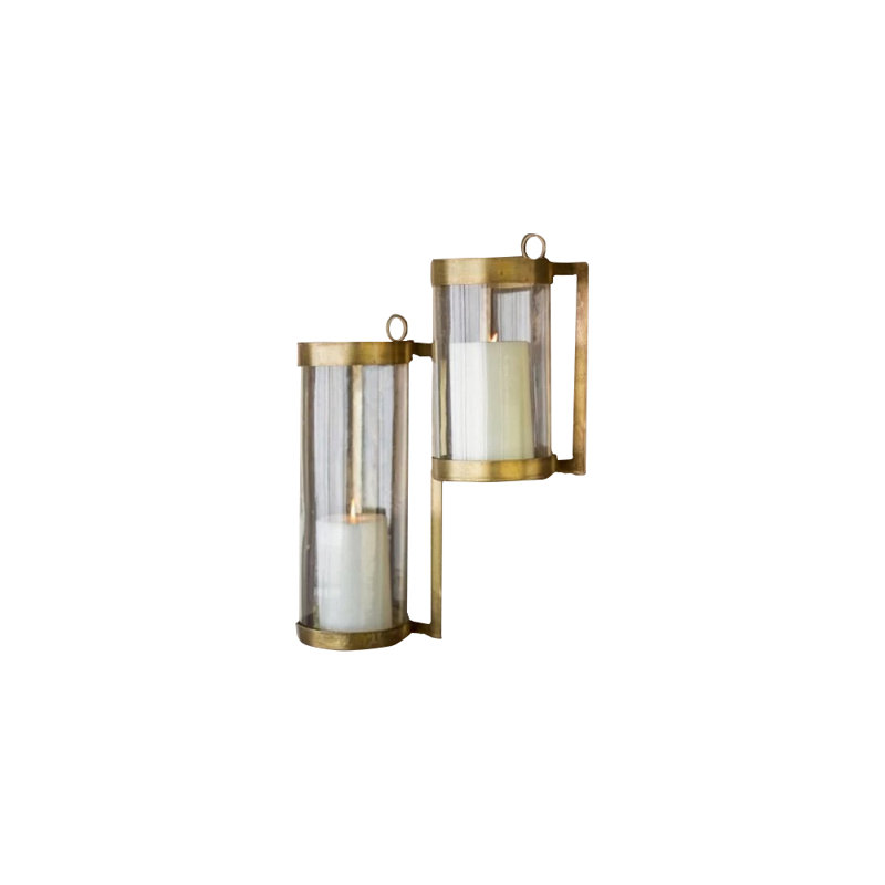 Petit ouragan mural Kalalou, petit H 12,99 po, finition métal et verre doré antique, H 12,5 po x l 7 po x P 6,5 po