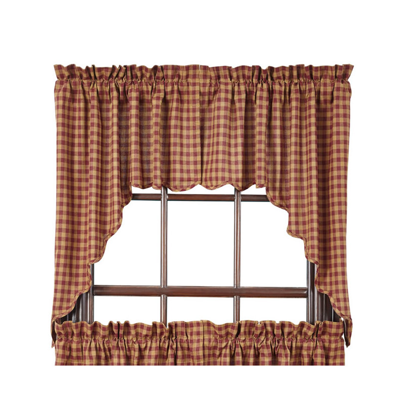 Addie Cotton Checkered Scalloped Window Valance