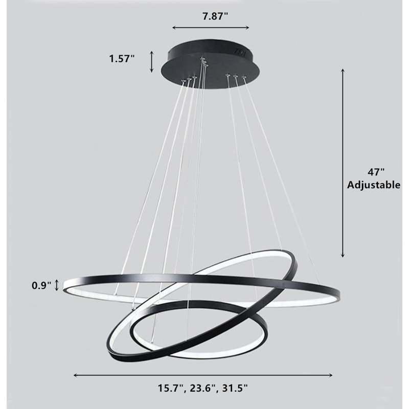 Plafonnier circulaire 3 lumières à DEL, Noir